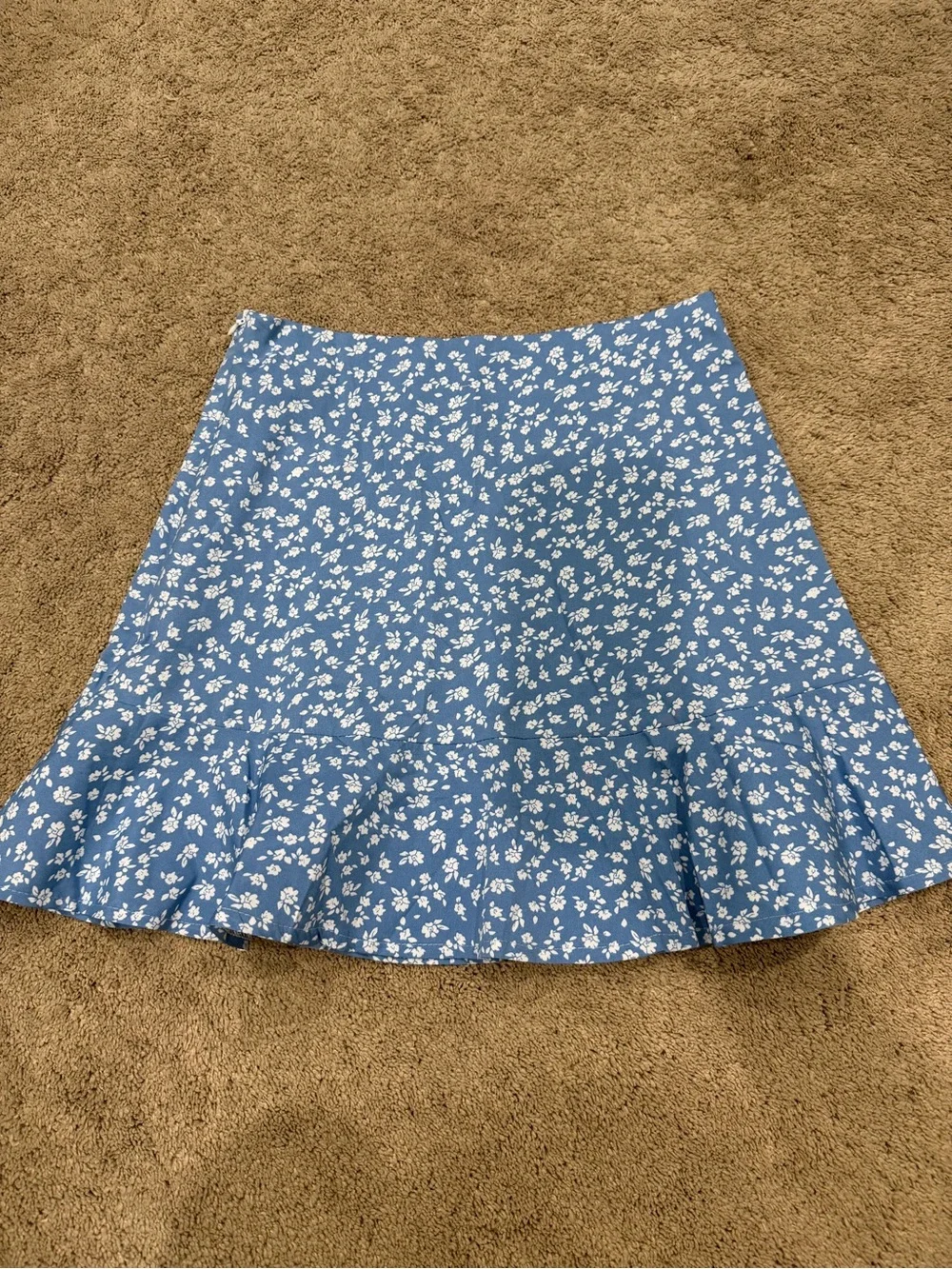 SHEIN Blue Floral Ruffle Hem Women's Skirt, Size XS